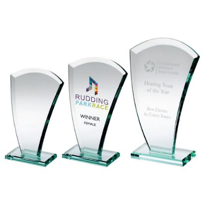 Picture of Jade Glass Curved V Plaque (10mm Thick) - 8in