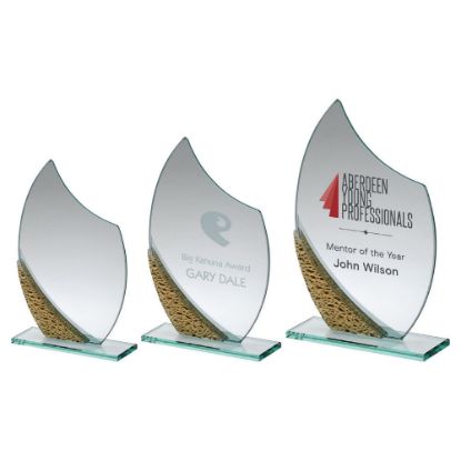 Picture of Jade Glass Plaque With Gold|silver Bubble Detail (4mm Thick) - 7.25in