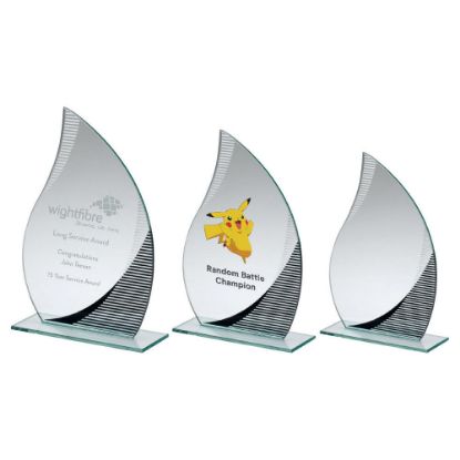 Picture of Jade Glass Flame With Silver|black Detail (4mm Thick) - 8in