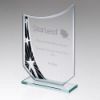 Picture of Jade Glass Curved Plaque With Black|silver Star Design (4mm Thick) - 6.5in
