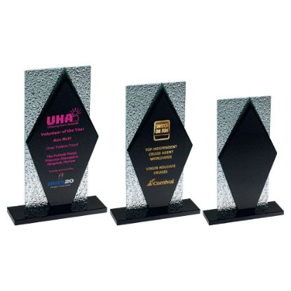 Picture of Black Glass Diamond And Base With Clear Frosted Backdrop - 9.75in