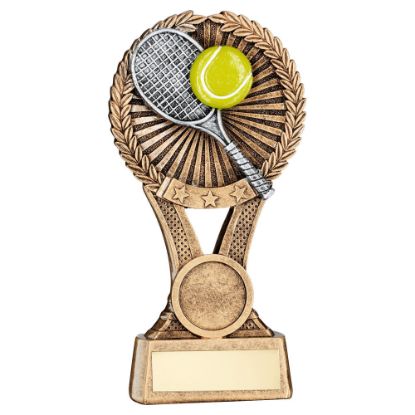 Picture of Brz|gold|pew Tennis Round Wreath On V Riser (1in Cen) - 6in