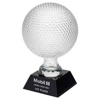 Picture of Clear Glass Golf Ball On Black Base