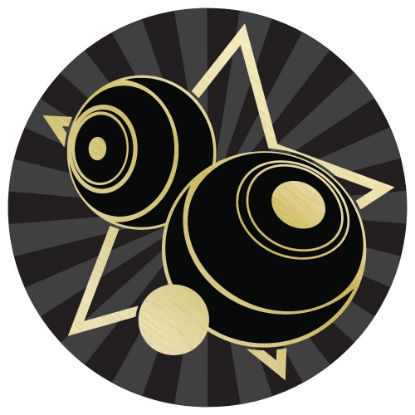 Picture of Lawn Bowls Gold~black Printed Centre 25mm