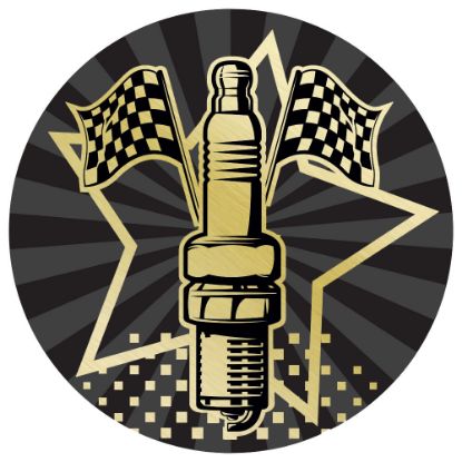 Picture of Motor Sport Gold~black Printed Centre 25mm
