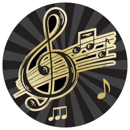 Picture of Music Gold~black Printed Centre 25mm