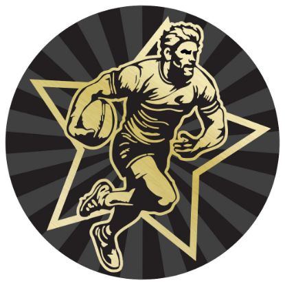 Picture of Rugby Male Gold~black Printed Centre 25mm