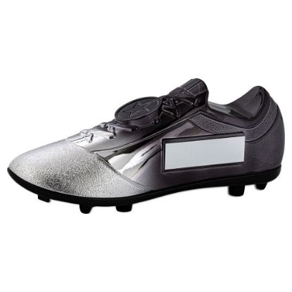 Picture of Filled Plastic Footballl Boot In Silv|black With Plate (1" Cen) - 6.75 X 2.75in