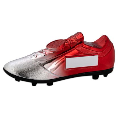 Picture of Filled Plastic Footballl Boot In Silver|red With Plate (1" Cen) - 6.75 X 2.75in