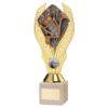 Picture of Gold Plastic Holder + Angling Disc On Cream Marble Trophy (1in Cen) - 8.25in