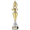 Picture of Gold Plastic Male Football Figure On Gold|silver Trophy (1in Cen) - 17.75in