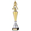 Picture of Gold Plastic Female Football Figure On Gold|silver Trophy (1in Cen) - 15.75in