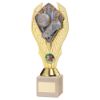 Picture of Gold Plastic Holder + Football Disc On Cream Marble Trophy (1in Cen) - 7.75in