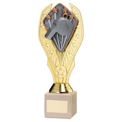 Picture of Gold Plastic Holder + Referee Disc On Cream Marble Trophy (1in Cen)