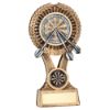 Picture of Brz|gold|pew Darts Round Wreath On V Riser With Plate (1in Cen) - 5in