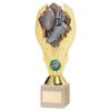 Picture of Gold Plastic Holder + Rugby Disc On Cream Marble Trophy (1in Cen) - 10in