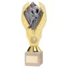 Picture of Gold Plastic Holder + Male Rugby Disc On Cream Marble Trophy (1in Cen) - 11in