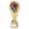 Picture of Gold Plastic Holder + Cricket Disc On Cream Marble Trophy (1in Cen) - 8.25in