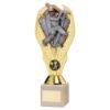 Picture of Gold Plastic Holder+cricket Batsman Disc+cream Marble Trophy (1in Cen) - 7.75in
