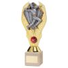Picture of Gold Plastic Holder+cricket Bowler Disc & Cream Marble Trophy (1in Cen) - 11in