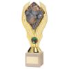Picture of Gold Plastic Holder + Lawn Bowls Disc On Cream Marble Trophy (1in Cen) - 7.75in