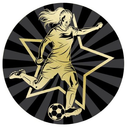 Picture of Football Female Gold|black Printed Centre 25mm - 1in