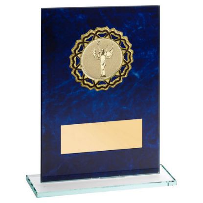 Picture of Jade Glass With Blue Marble Backing And Gold|blk Trim (2in Cen) - 8in