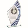 Picture of Jade|blue|silver Sail Glass With Silv|blk Wreath Trim Trophy (1in Cen) - 9.5in