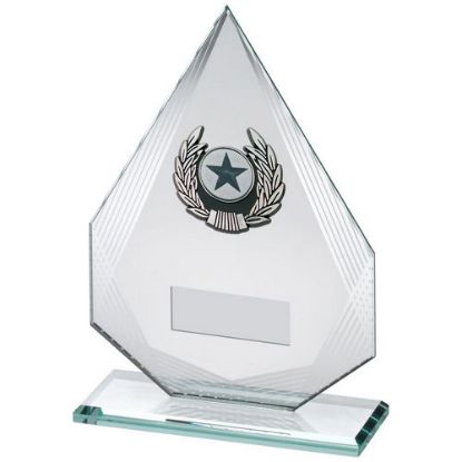Picture of Jade|silver Diamond Glass With Silv|blk Trim Trophy (1in Centre) - 6.5in