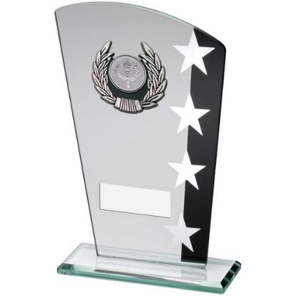 Picture of Jade|blk|silv Glass Plaque With Silv|blk Trim Trophy (1in Centre) - 7.25in