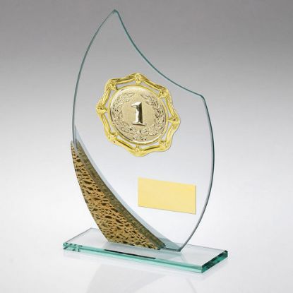 Picture of Jade~silv~gold Glass Plaque With Gold Trim Trophy