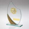 Picture of Jade|silv|gold Glass Plaque With Gold Trim Trophy - (1in Centre) - 7.25in