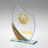 Picture of Jade|silv|gold Glass Plaque With Gold Trim Trophy - (1in Centre) - 7.25in