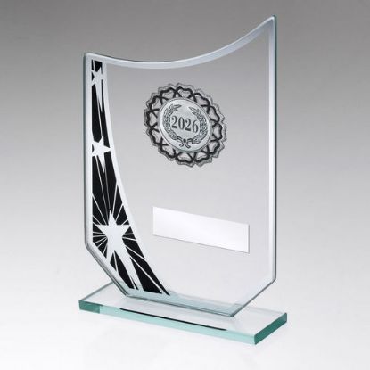Picture of Jade|blk|silv Glass Star Plaque With Silv|blk Trim Trophy - (1in Cen) - 7.25in