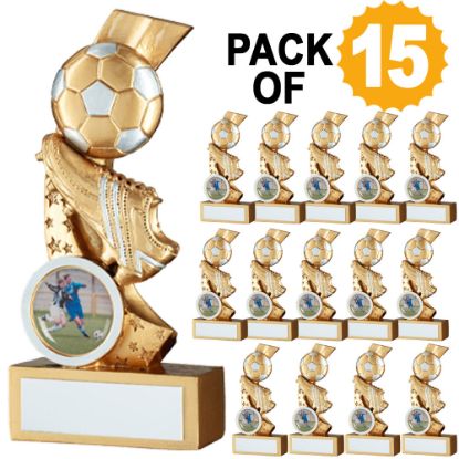 Picture of Pack Of 15 Gold~silv Footballmulti Star Trophy With Plates (1in Cen)