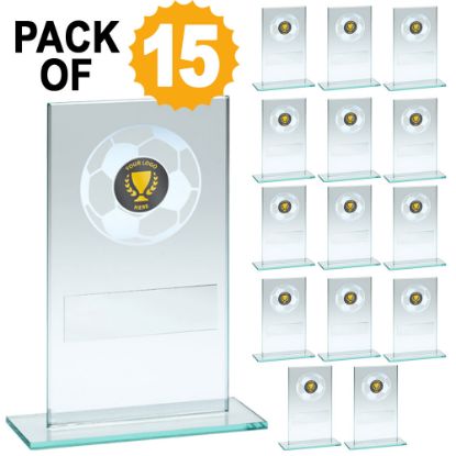 Picture of Pack Of 15 Jade~silv Glass Football Trophy With Plates (1in Cen)