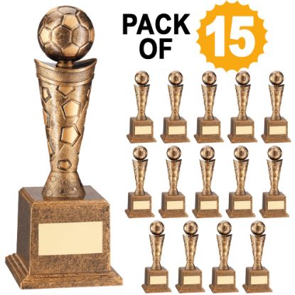 Picture of Pack Of 15 Brz~gold Plastic Football Fig On Base Trophy With Plates